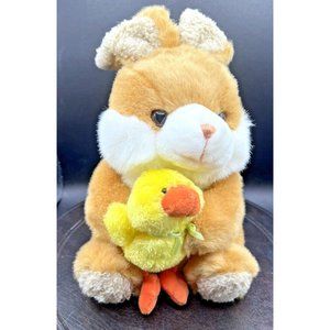 Brown Beige Easter Bunny with Yellow Chicken Stuffed Plush Animal 13", WalMart